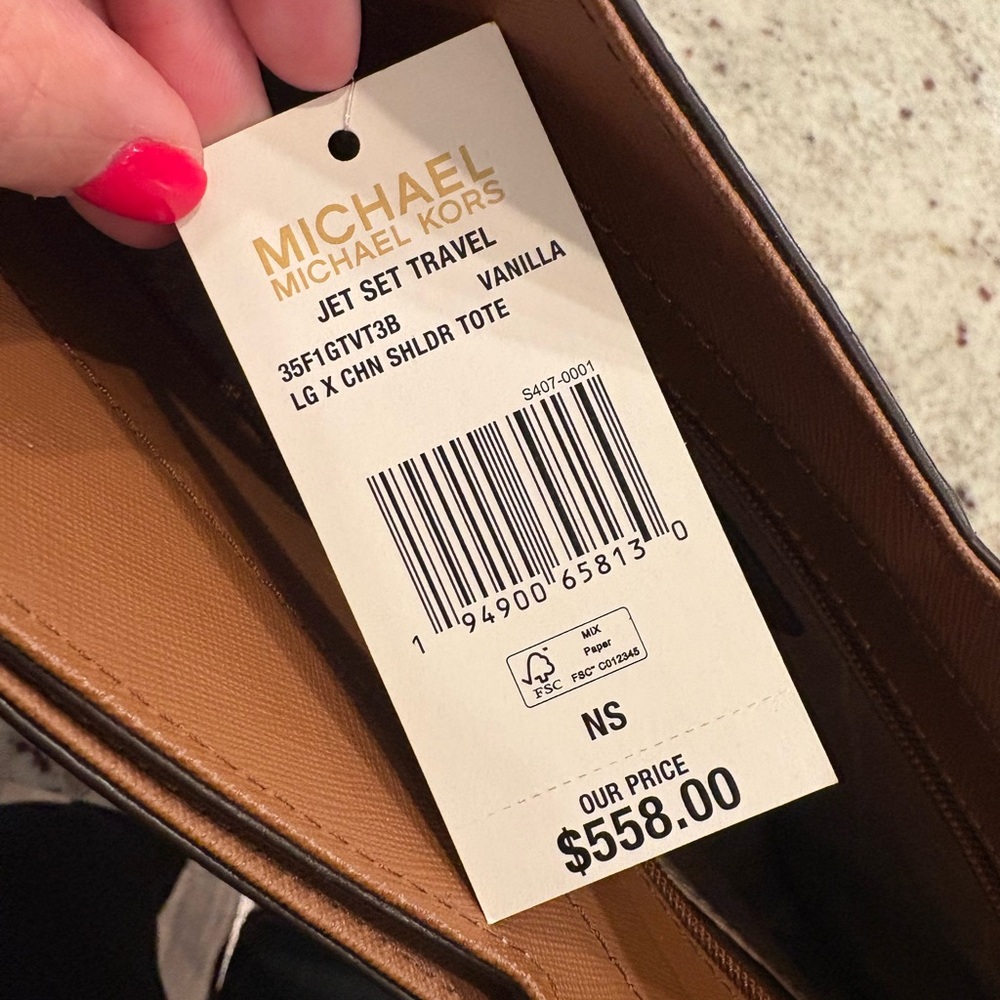 Michael Kors Jet Set Large Logo Shoulder Bag (Vanilla) - Picture 5 of 5